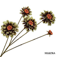 Zinnia Kunstbloem groen/bruin 90cm Silk-ka Bloemings Atelier